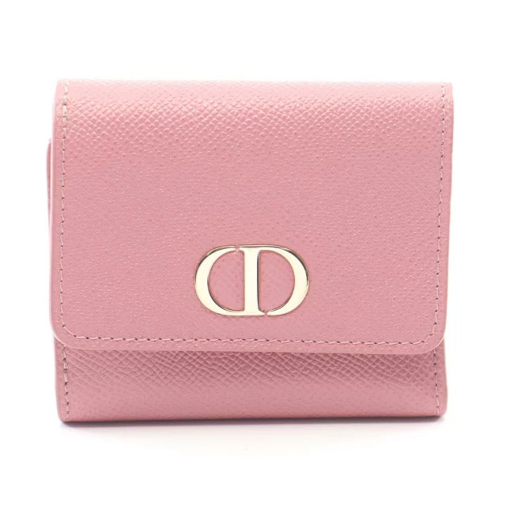 Christian Dior CARO Tri fold Wallet Leather Pink